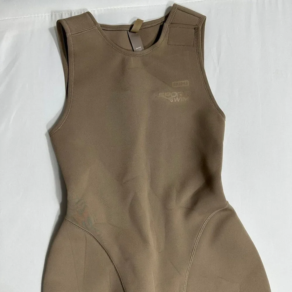 NWT Skims Womens Sport Swim Full Length Tan/Desert Bodysuit SW-BSF-0070 Sz XS - Picture 8 of 12